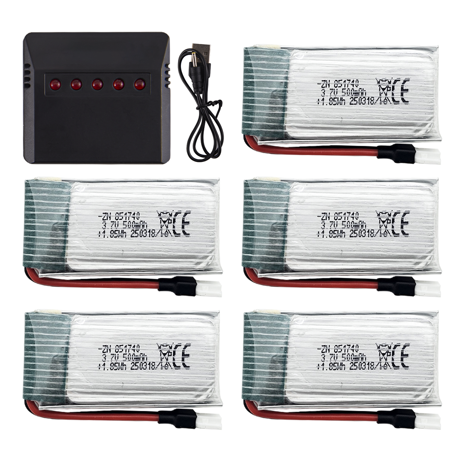5Pcs 3.7V 500mAh LiPo Batterie – Drone Charger Bewertung und Preis