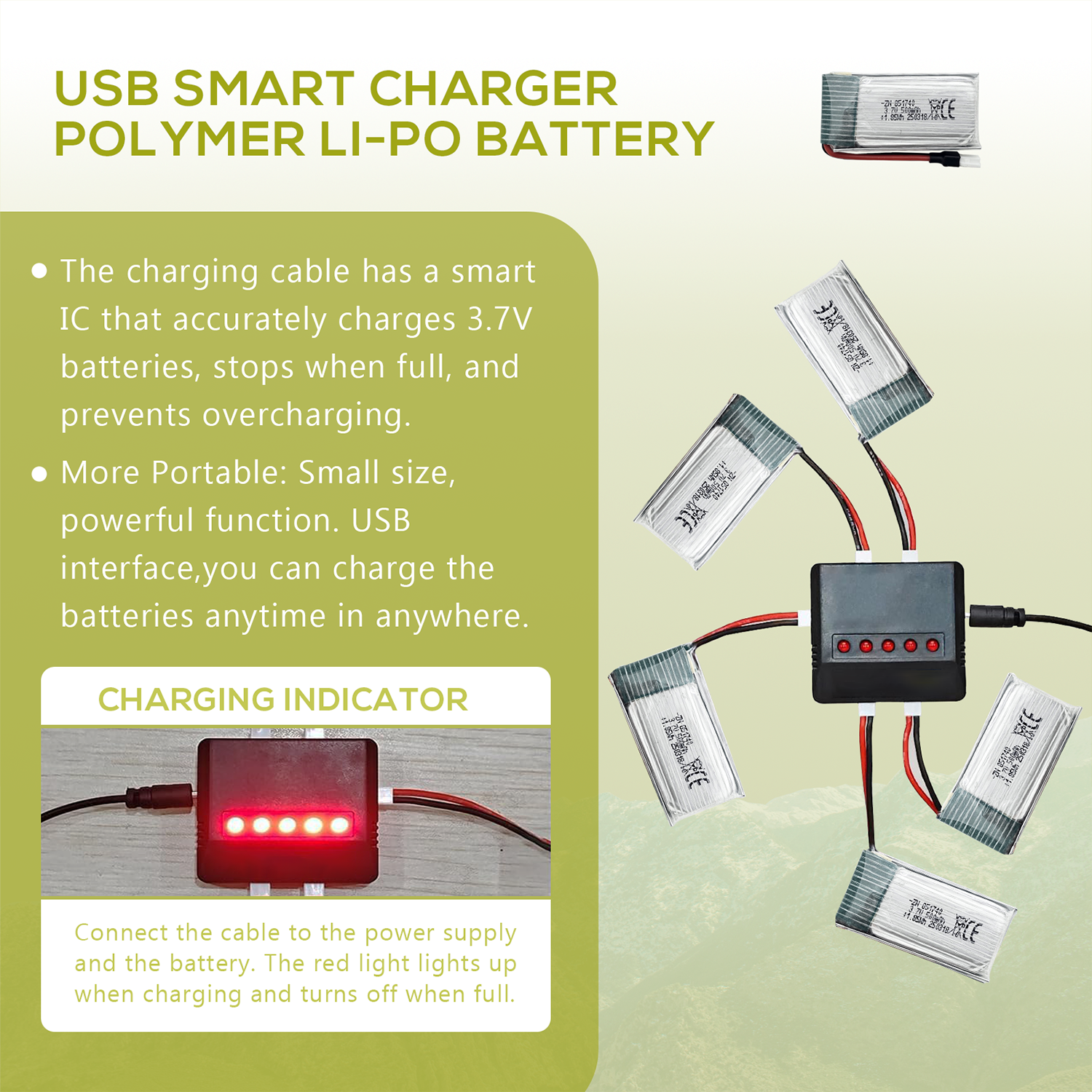 5Pcs 3.7V 500mAh LiPo Batterie – Drone Charger Bewertung und Preis